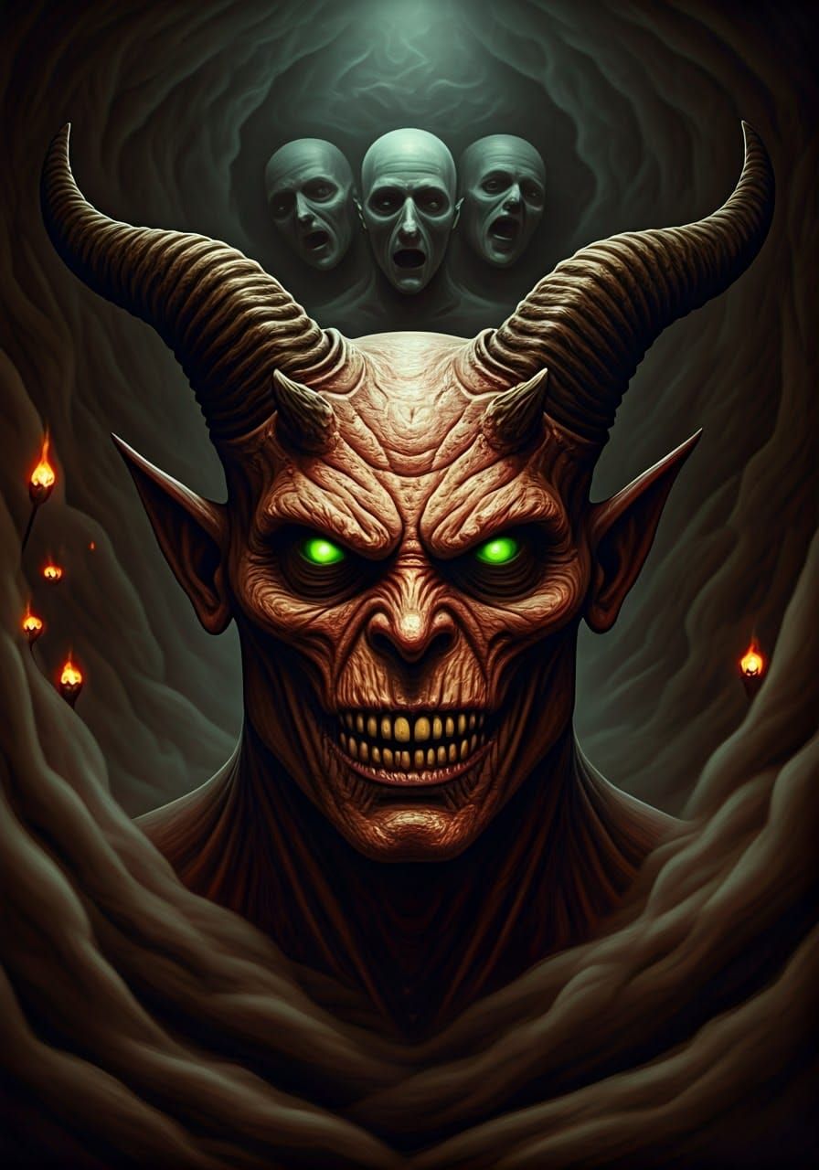 Eerie Horned Demon Unveils Dark, Smoky Realm of Ghostly Appa...