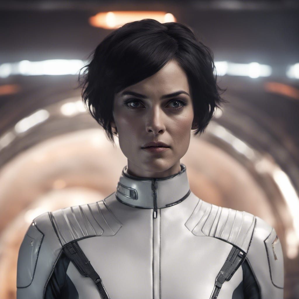 Salomé in White Latex Suit: Sci-Fi Digital Art