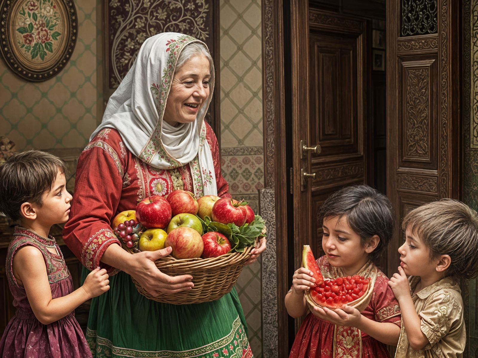 Persian Grandma Welcomes Grandkids to Traditional Room