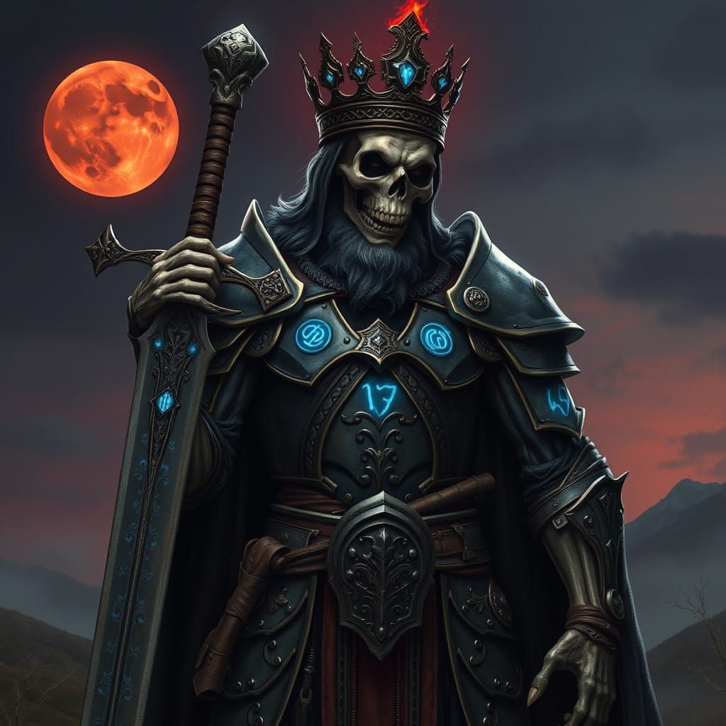 Majestic Undead Lich King in Photorealistic Armor