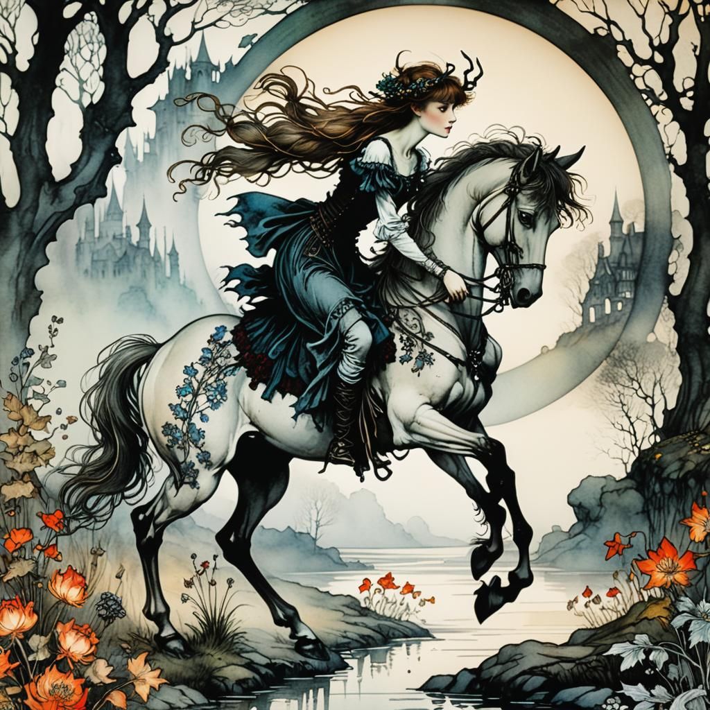 Whimsical Centaur Illustration in Rackham Style
