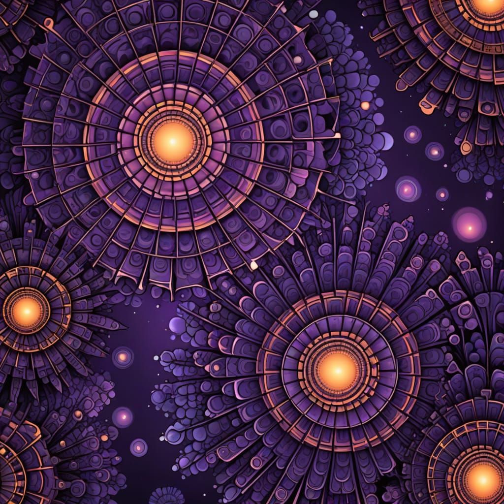 Vibrant Purple Sunset Kaleidoscope Fractals