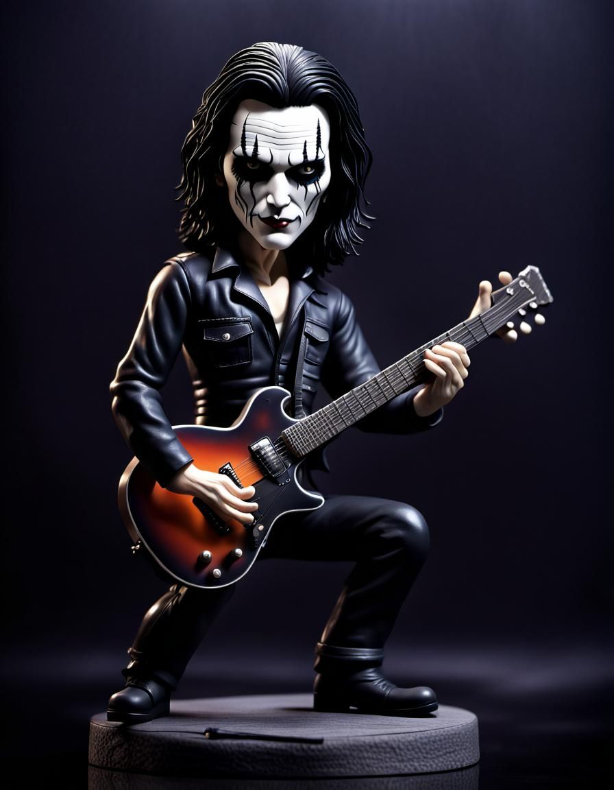 Bobblehead Eric Draven Guitarist in Dark Fantasy Style