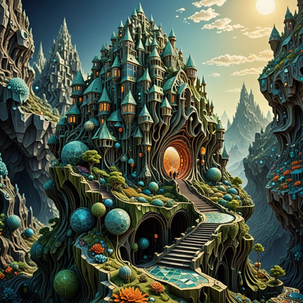 Surreal Abstract Mosaic in Photorealistic Hyperrealism