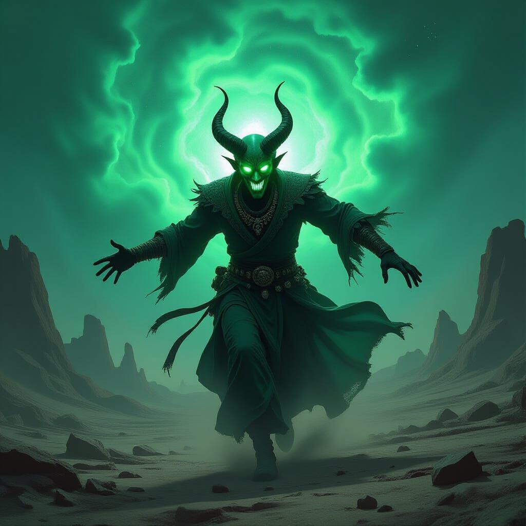 Jinn King's Alien Terror in Surreal Landscape