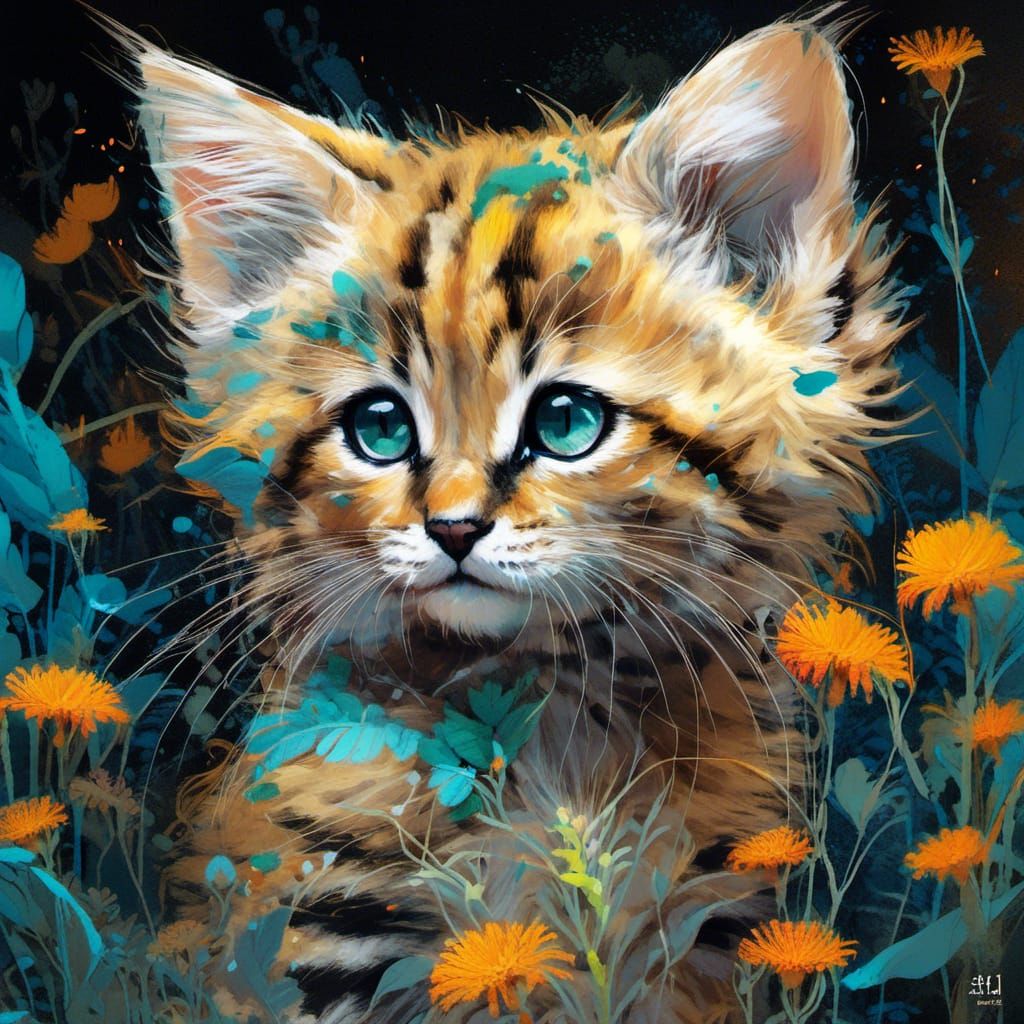 Whimsical Sandcat Kitten Digital Art