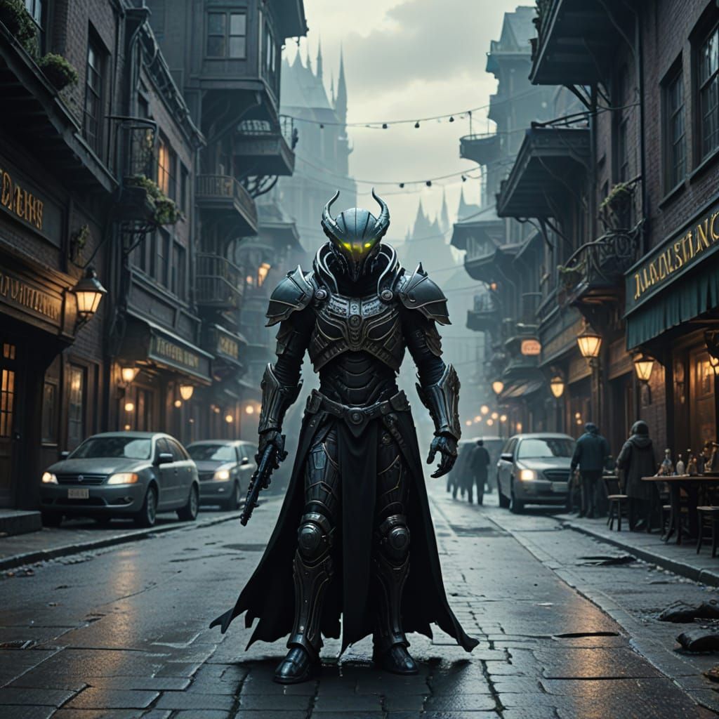 Majestic Alien King in Bioluminescent Armor Surveys Nebula T...