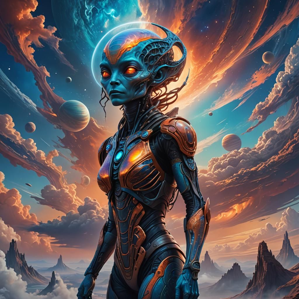 Alien Woman on Home Planet in Fantasy Concept Art