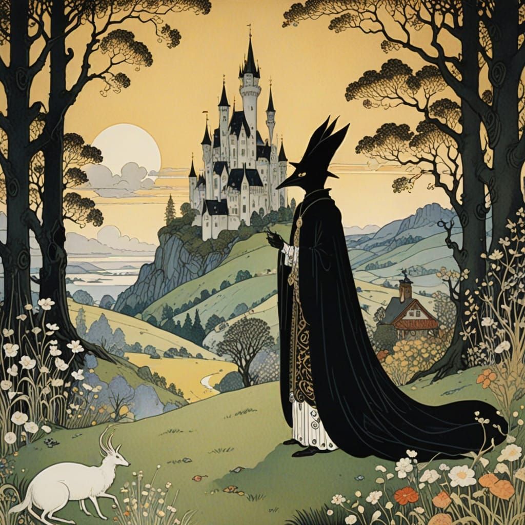 Whimsical Shadow Creature Emerges from Golden Light