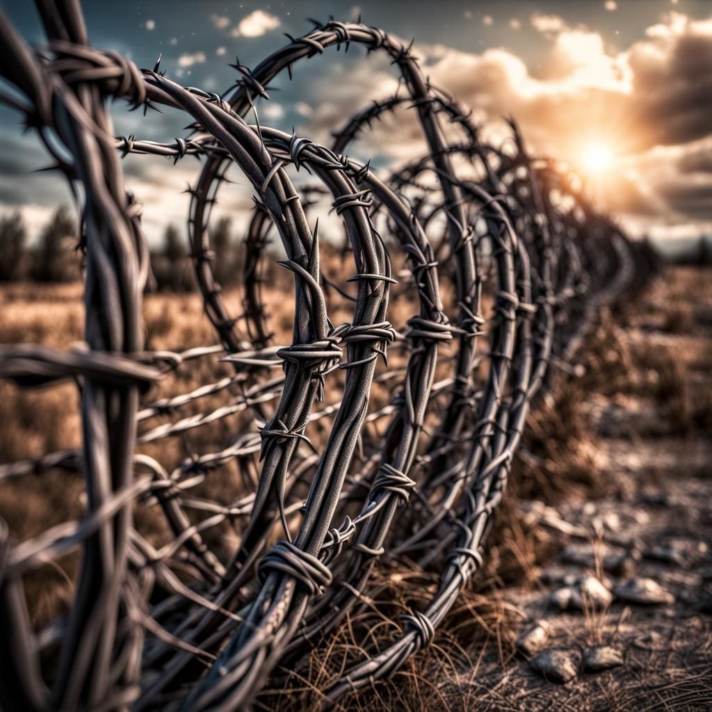Cosmic Fantasy Barbed Wire Battlefield in Hyperrealism