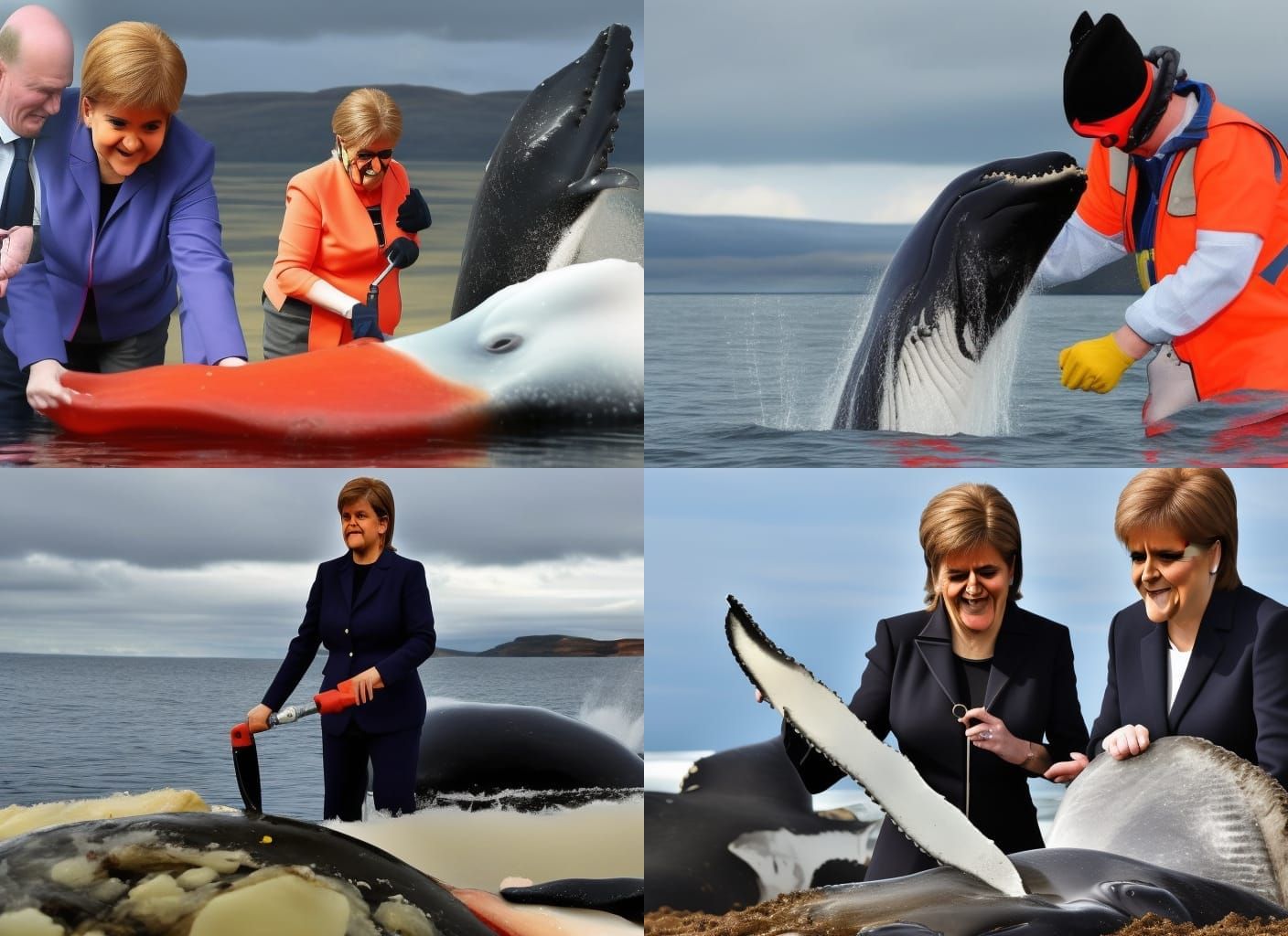 Humorous Image of Politician Harvesting Whale Blubber