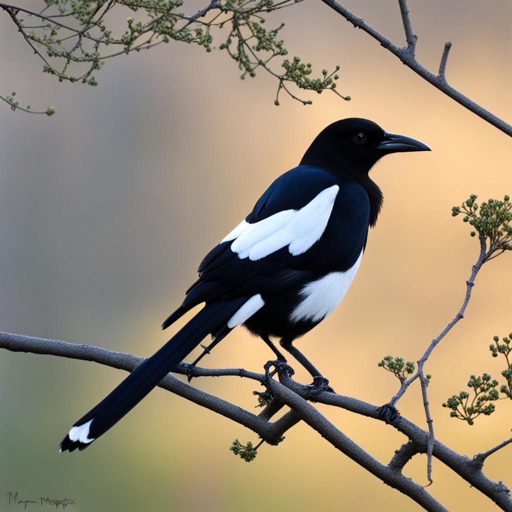 Morning Magpie: An AI-Generated Avian Image