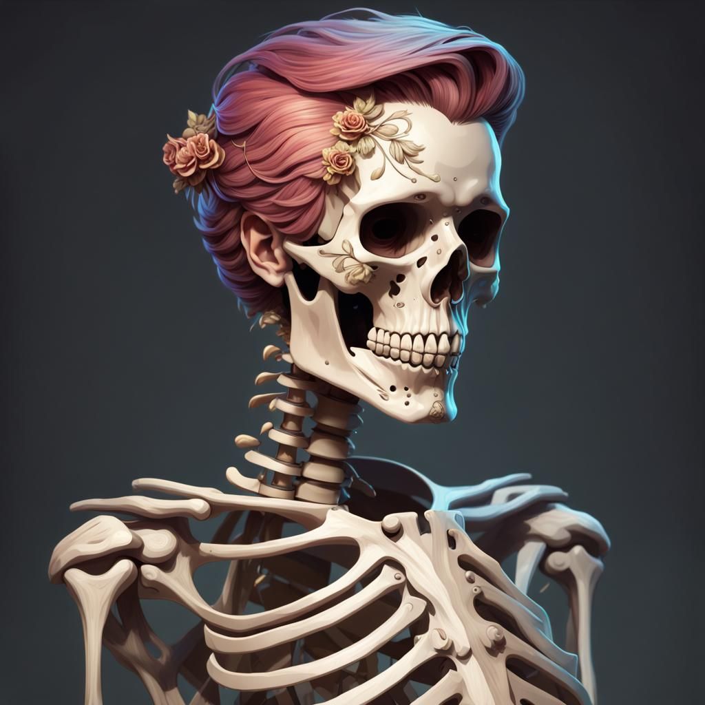 Attractive Skeleton Bachelor Portrait in Detailed Art Style