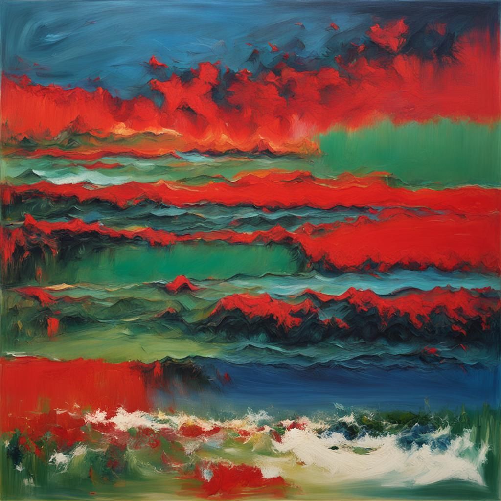 Abstract Beach Painting in Expressionist Style