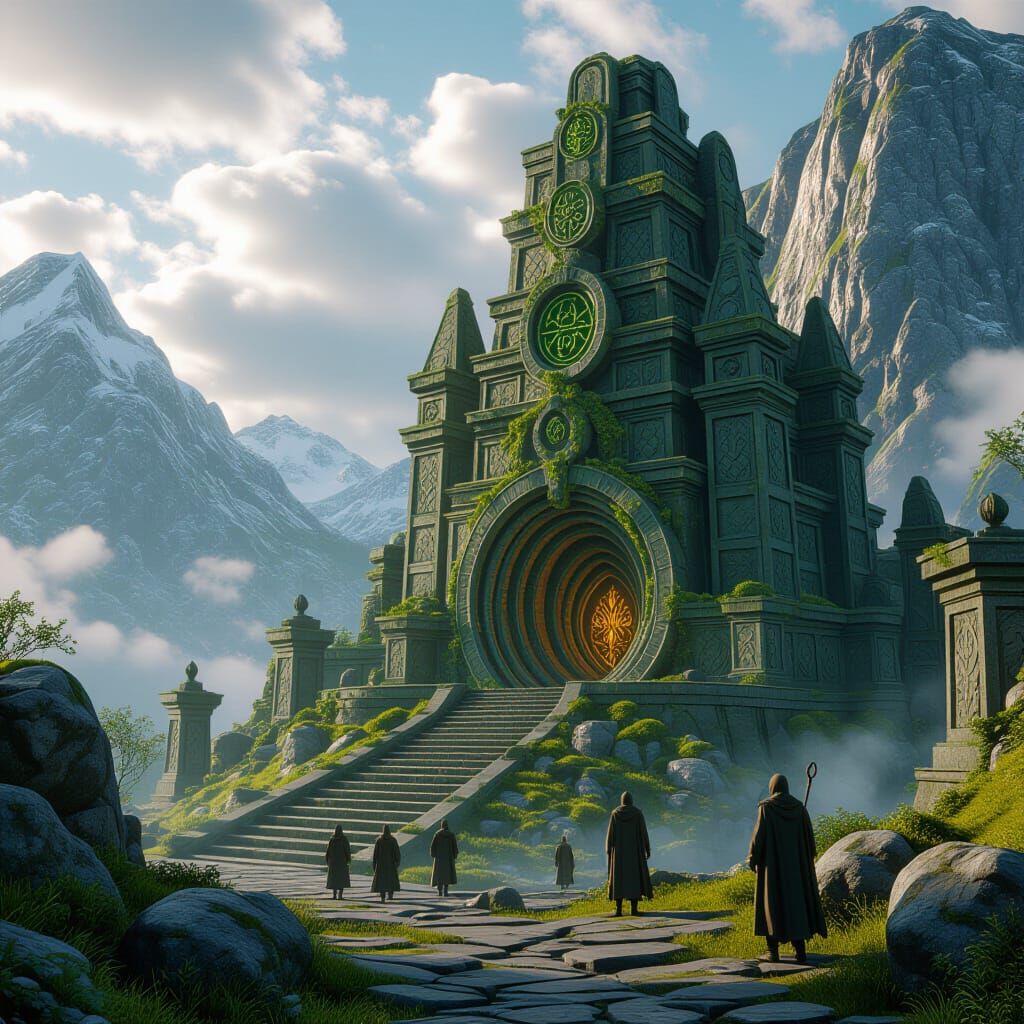 Mystical Druid Sanctuary: Detailed Matte Painting