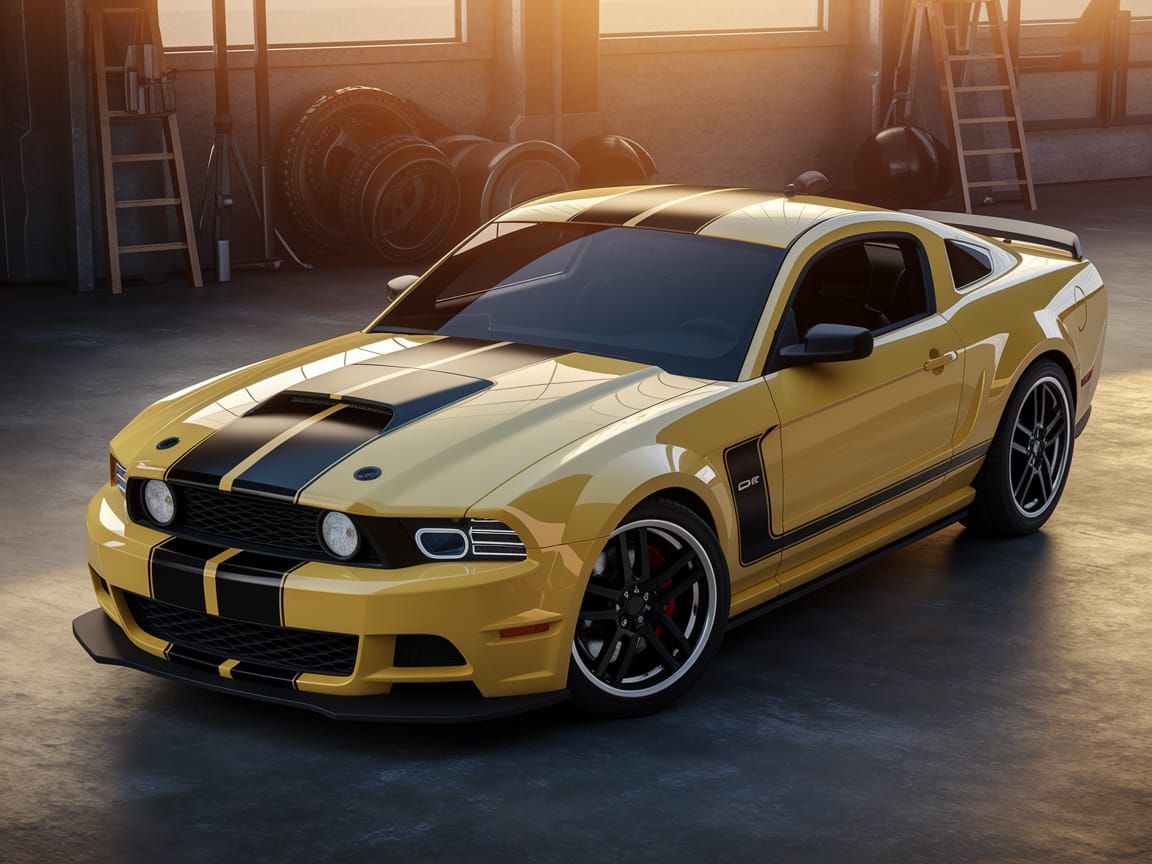 Fictional 2013 American Muscle Car in Garage