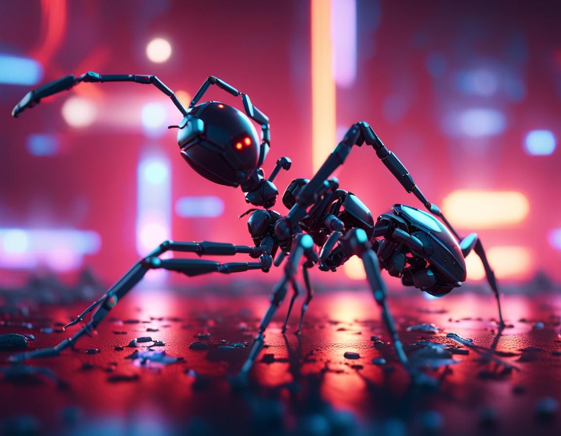 Hyper-Realistic Mech Ant in Sci-Fi Style