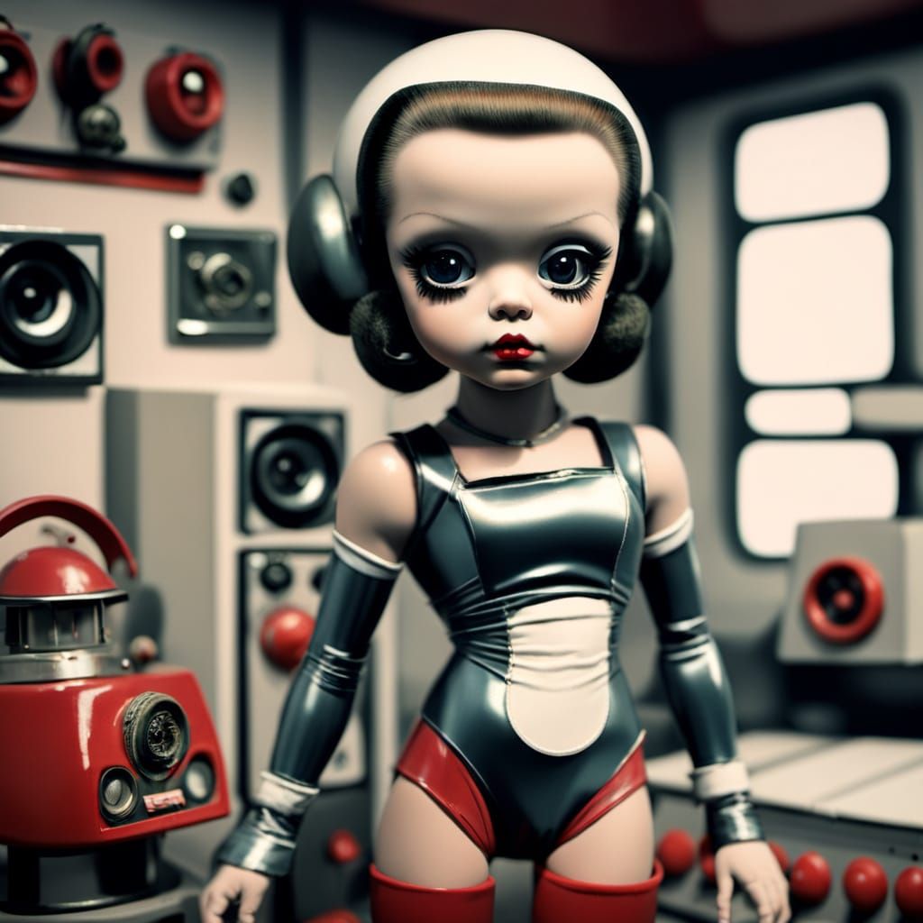 Futuristic Kewpie Doll in Post Punk Aesthetic