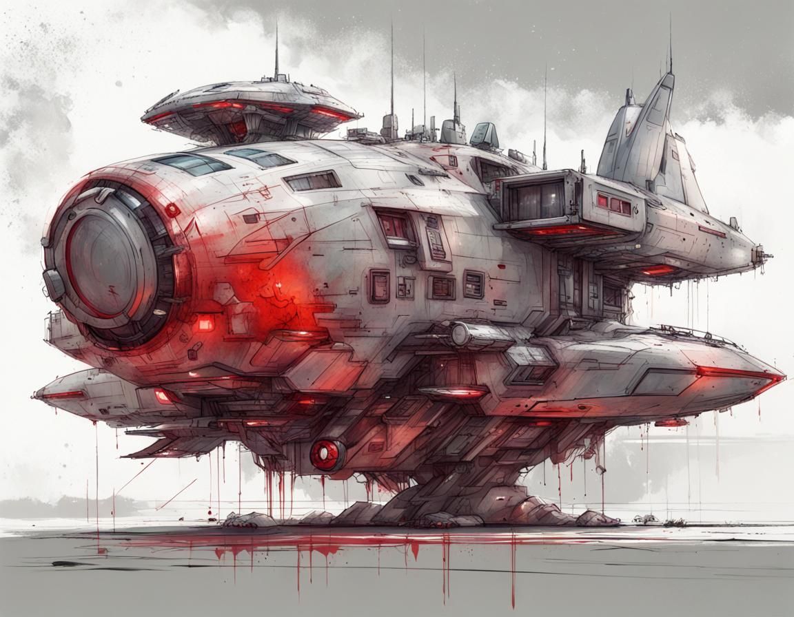 sketch of futuristic space ship prototype