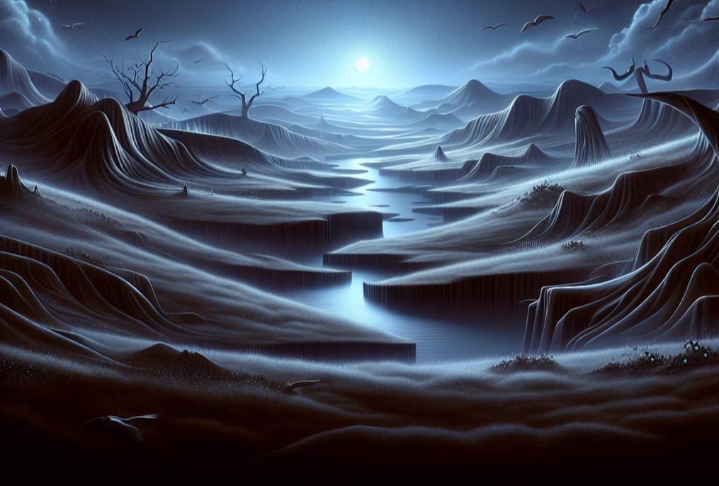 Obscura Aeterna: Eternal Darkness in Surreal Landscape