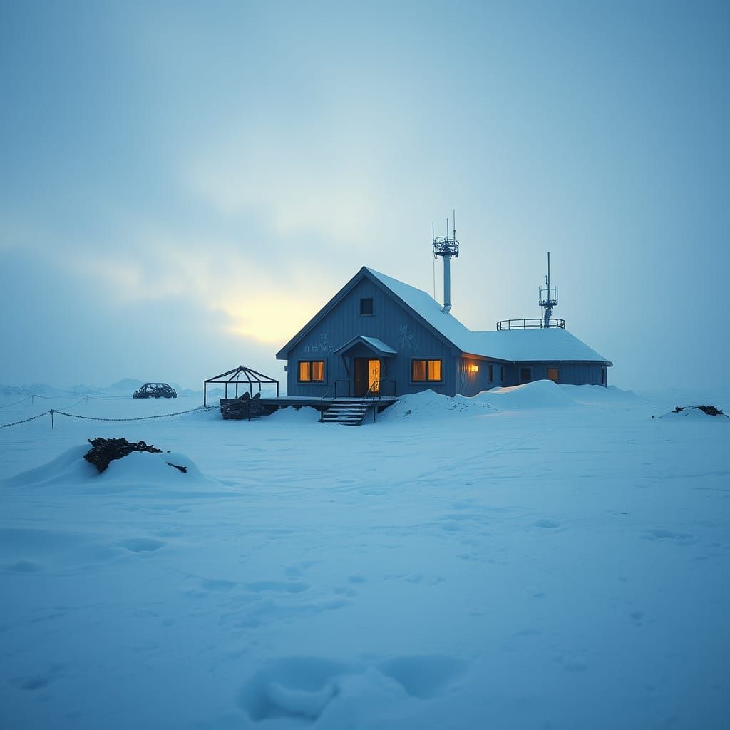 Antarctic Horror Base in Cinematic Sci-Fi Style