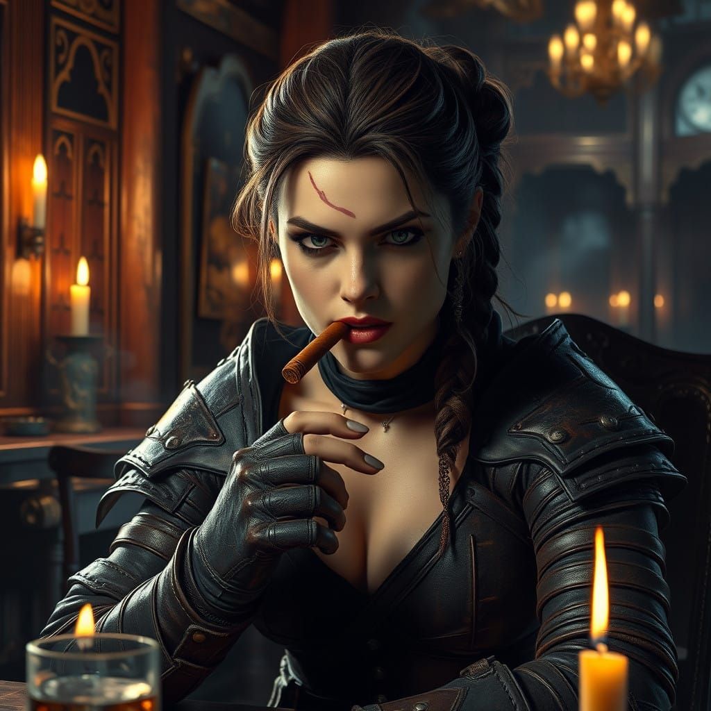 Mysterious Medieval Fantasy Rogue in Saloon