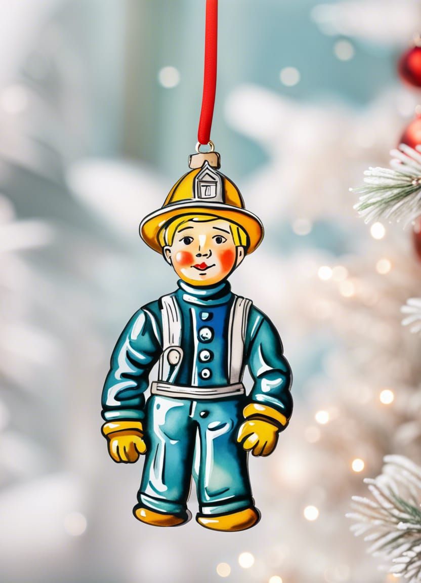 Vintage Fireman Ornaments on Christmas Tree