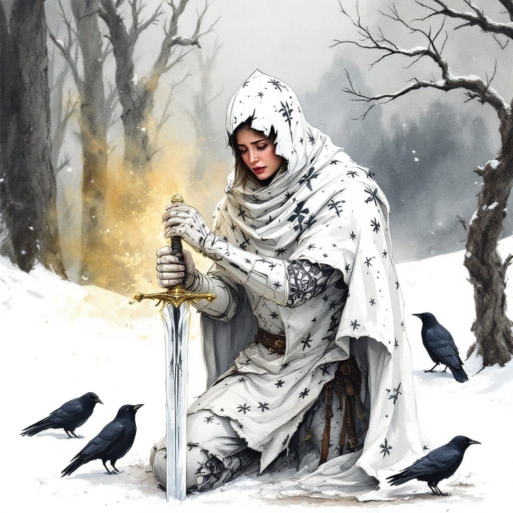 Broken Knight's Lament in Watercolor