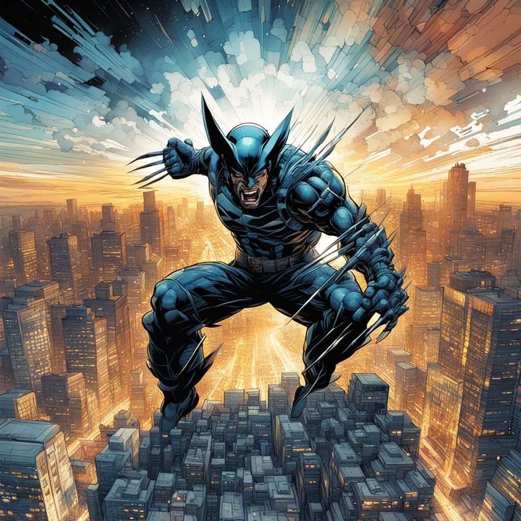 Electric Shadow Wolverine in Watercolor Style