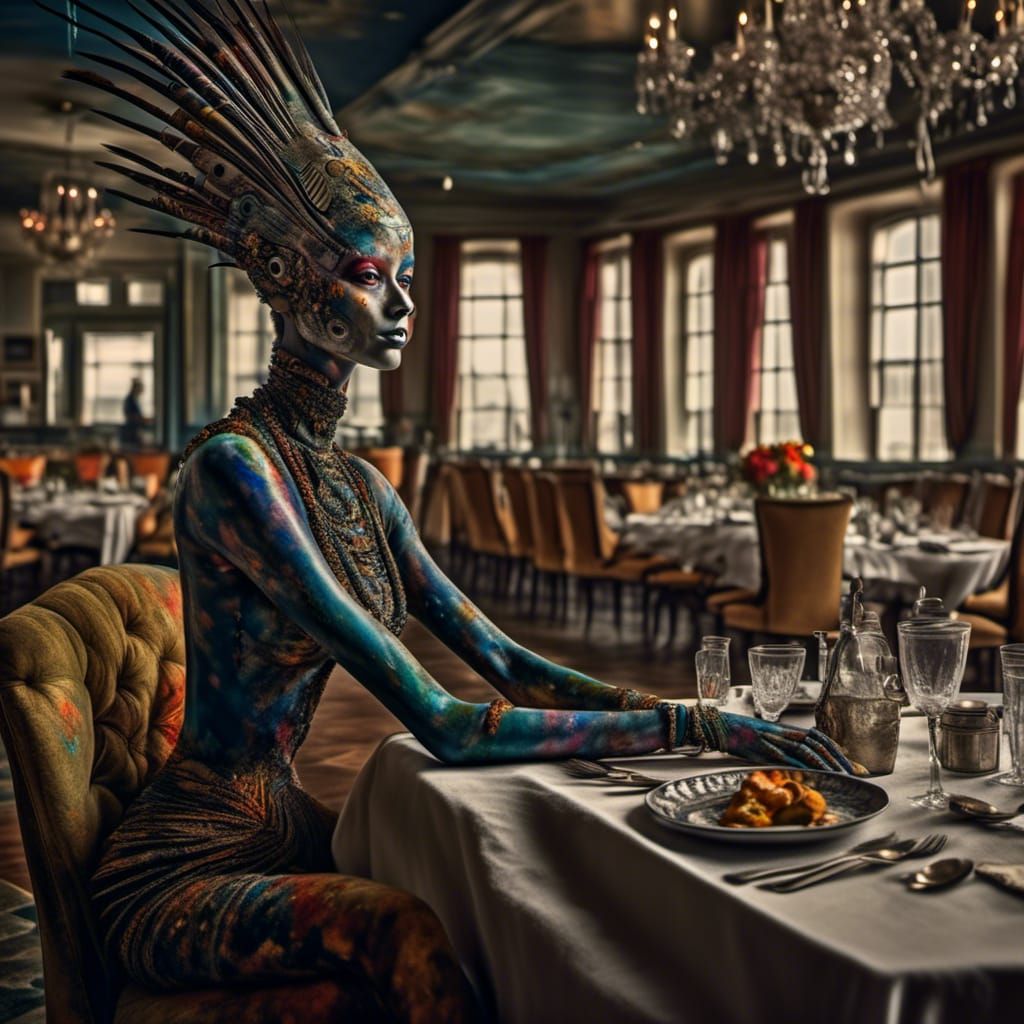 Polychromatic Alien Portrait in Abstract Style