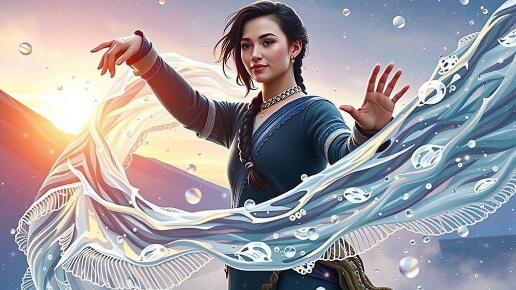 Ethereal Inuit Woman in Dreamy Fantasy Scene