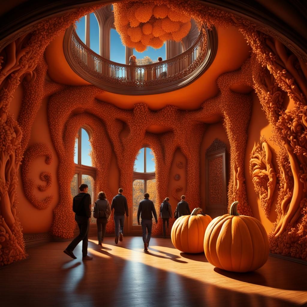 Surreal Pumpkin Mansion Interior in Matte Colors