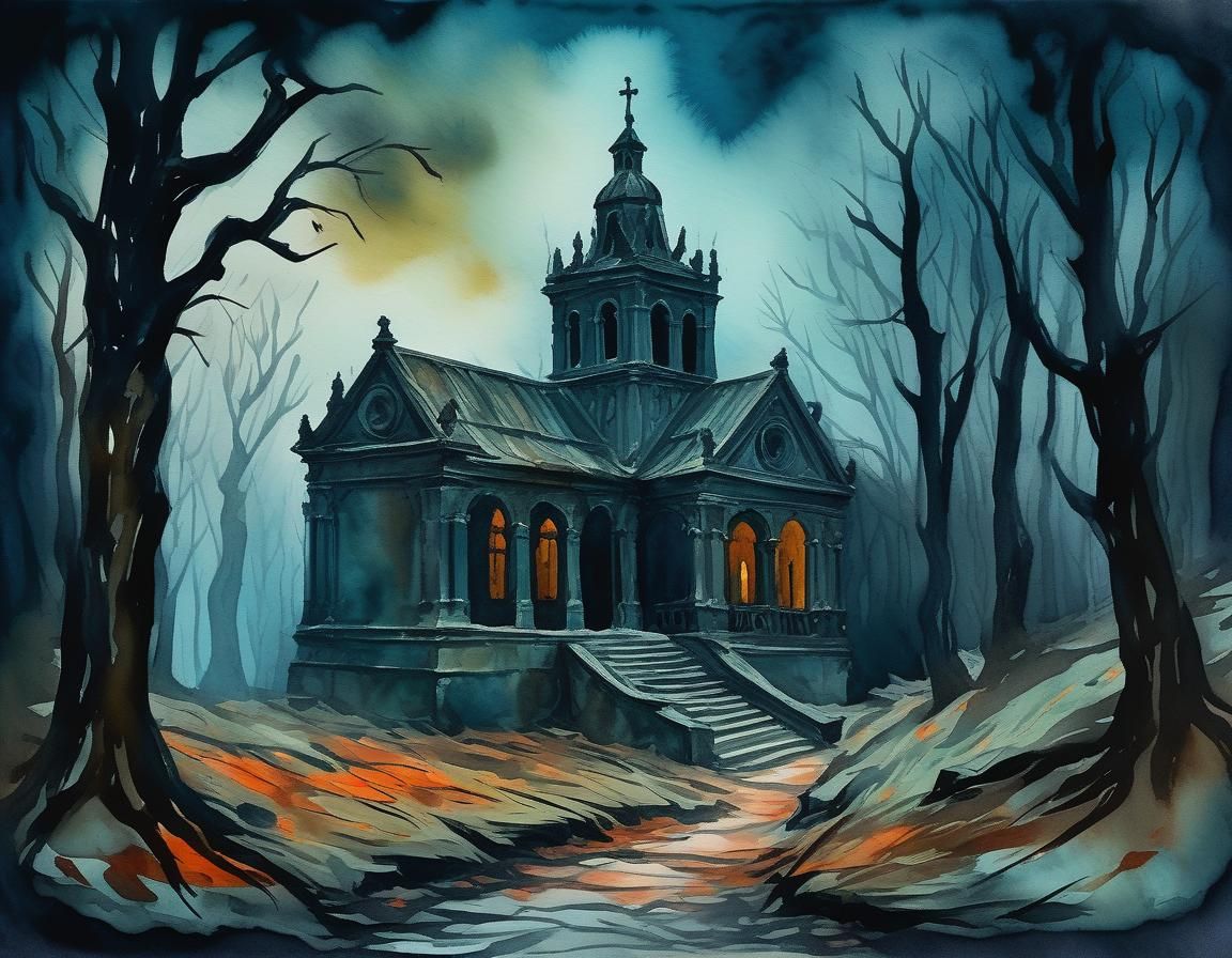 Ominous Place in Gouache and Watercolor Style