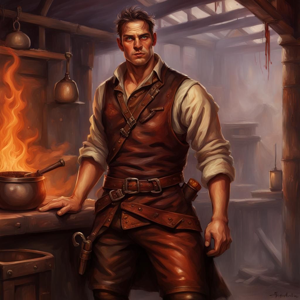 Fantasy Male Tanner in Detailed Matte Painting Style