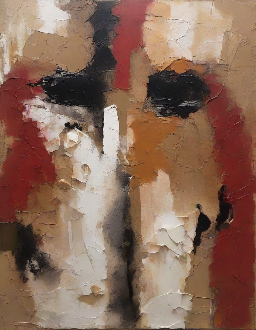 Abstract Mixed-Media Figure with Earthy Tones