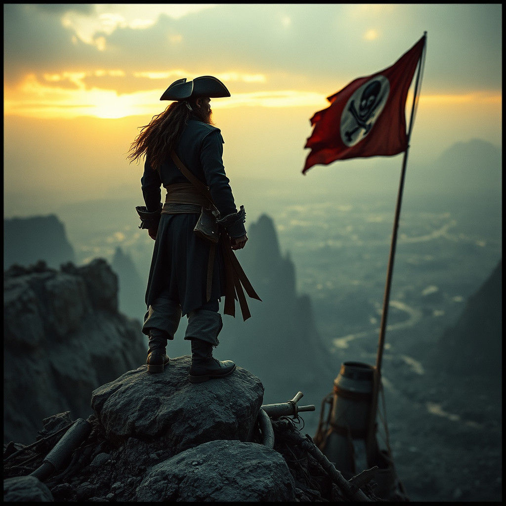 Post-Apocalyptic Pirate in Cinematic Film Style