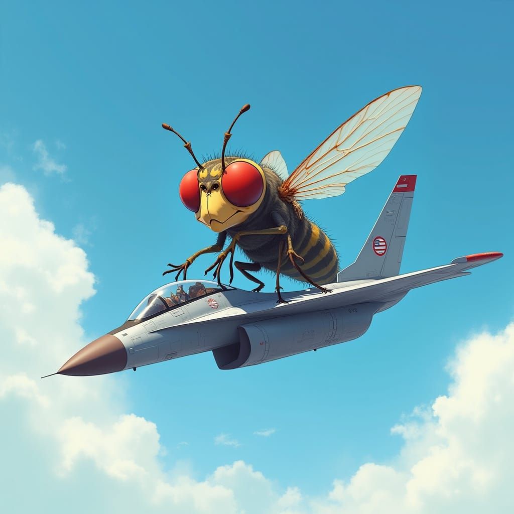 Giant Housefly Pilot Soars Through Realistic Futuristic Skie...