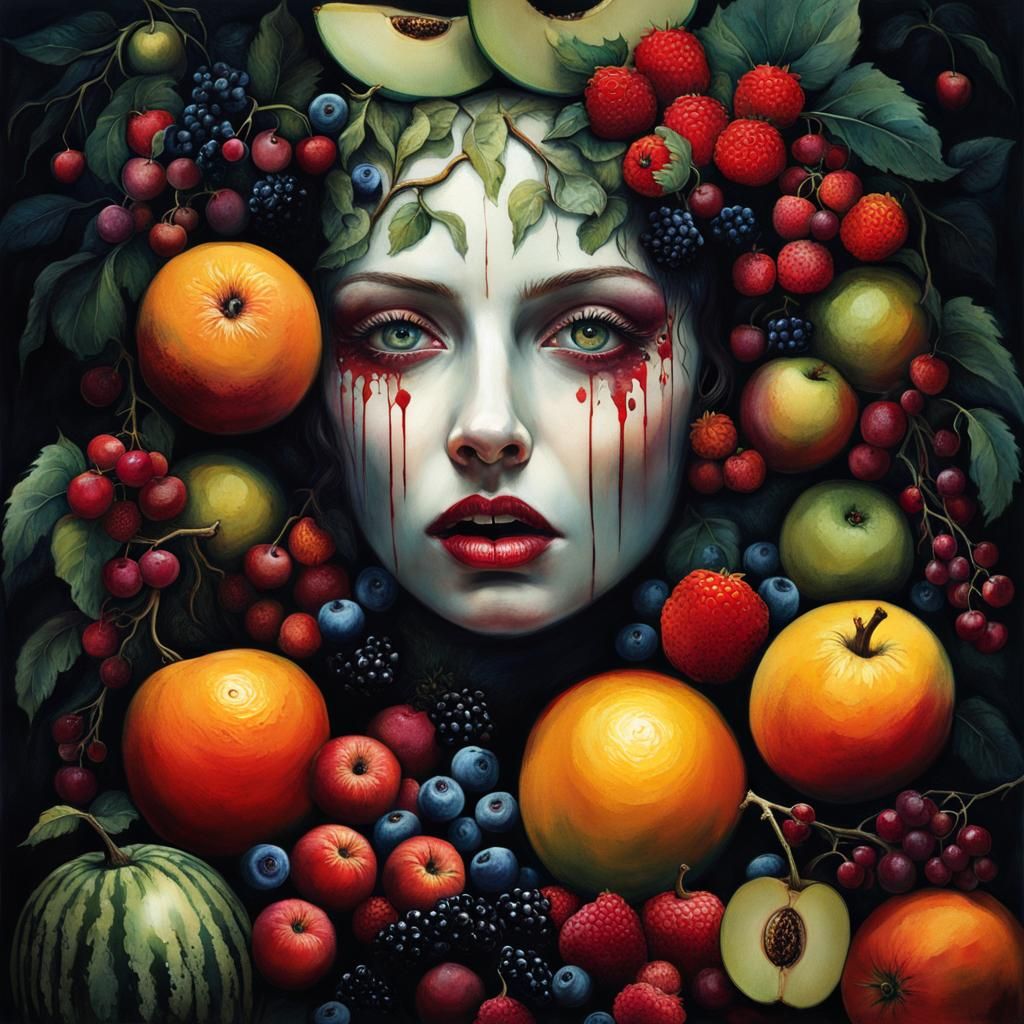Fruit Zombie Nightmare: Surreal Digital Art