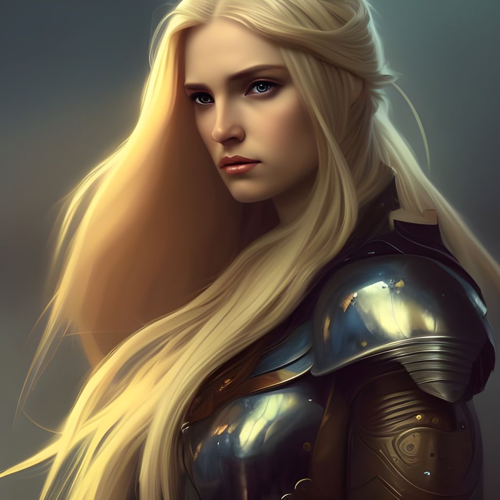 Armored Woman Portrait in Hyperdetailed Style