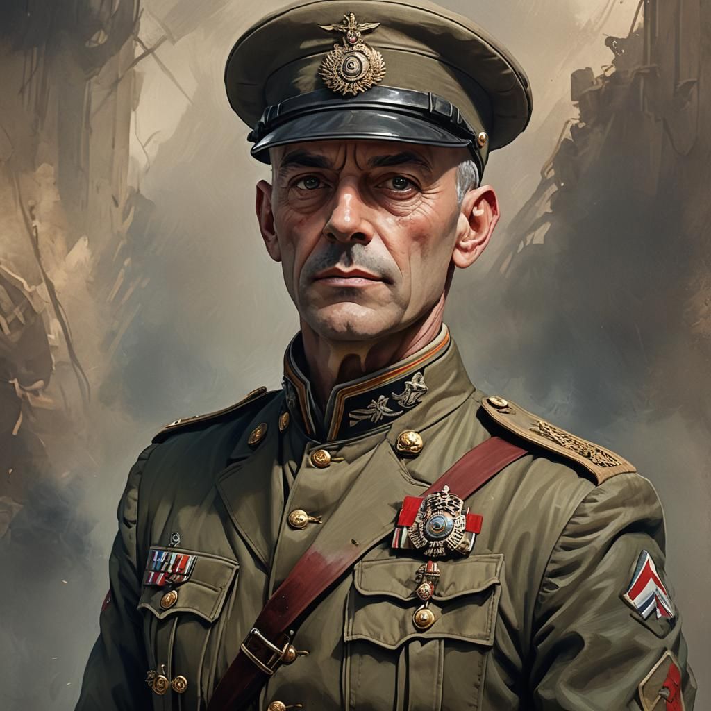 WW1 British Captain Portrait, Digital Art