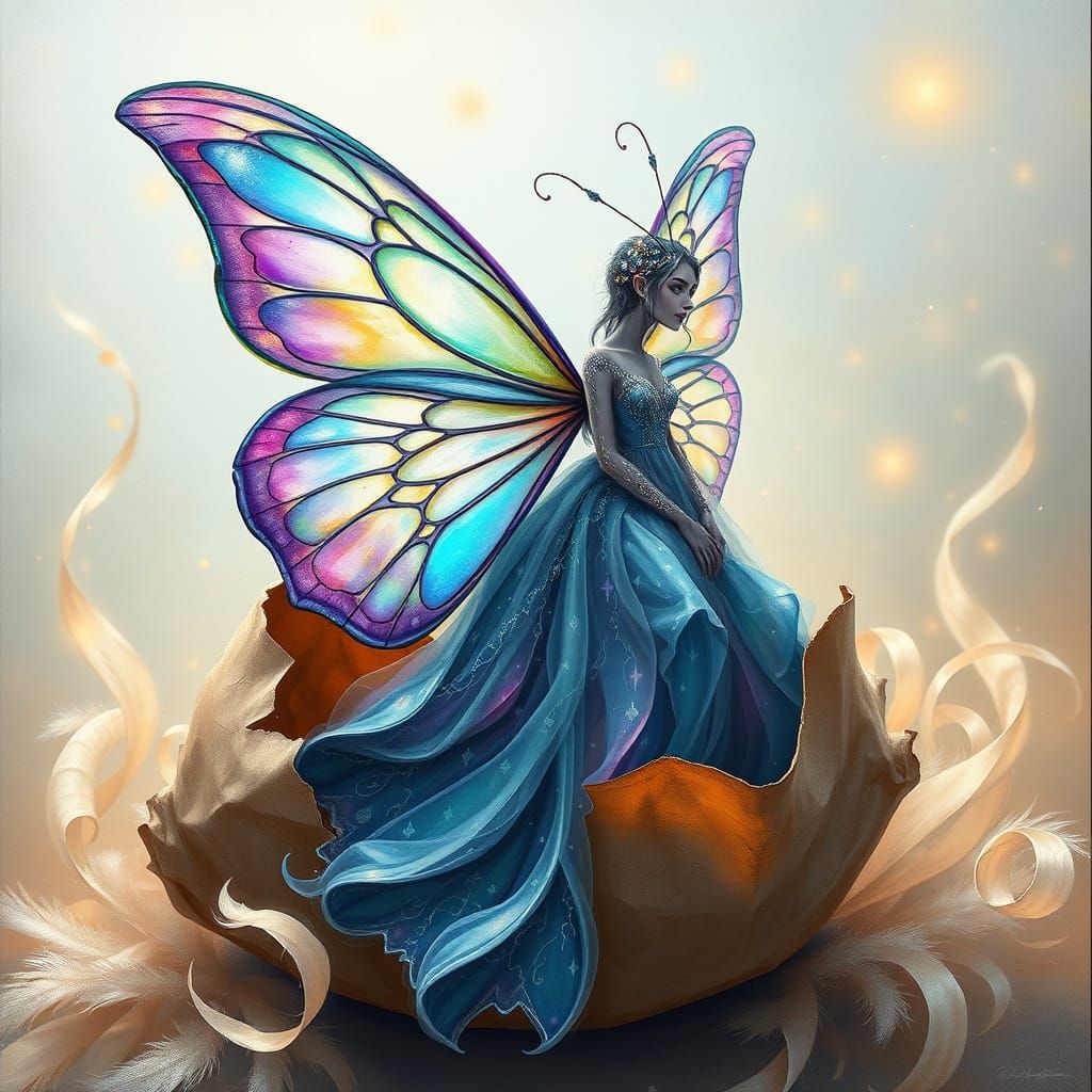 Whimsical Butterfly Emerges in Iridescent Beauty