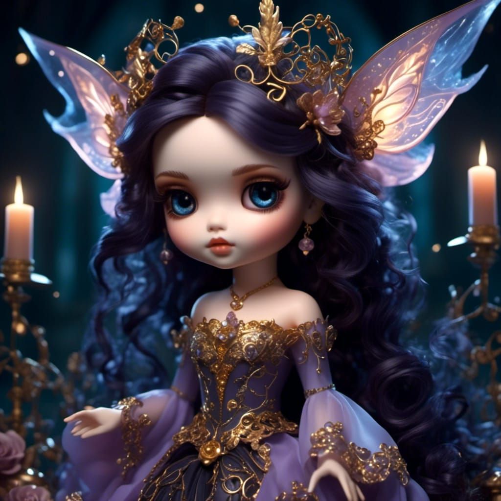 Chibi Witch Fairy with Glowing Runes