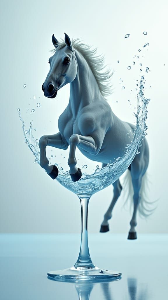Water Drop Horse in Mid-Air Jump