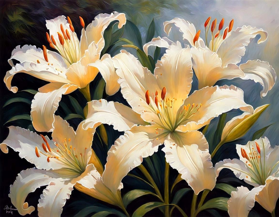 Luminous Lilies Painting