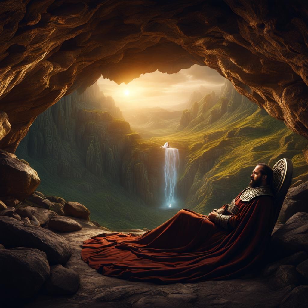 Celtic Warrior Priest King Sleeping: Digital Matte Painting