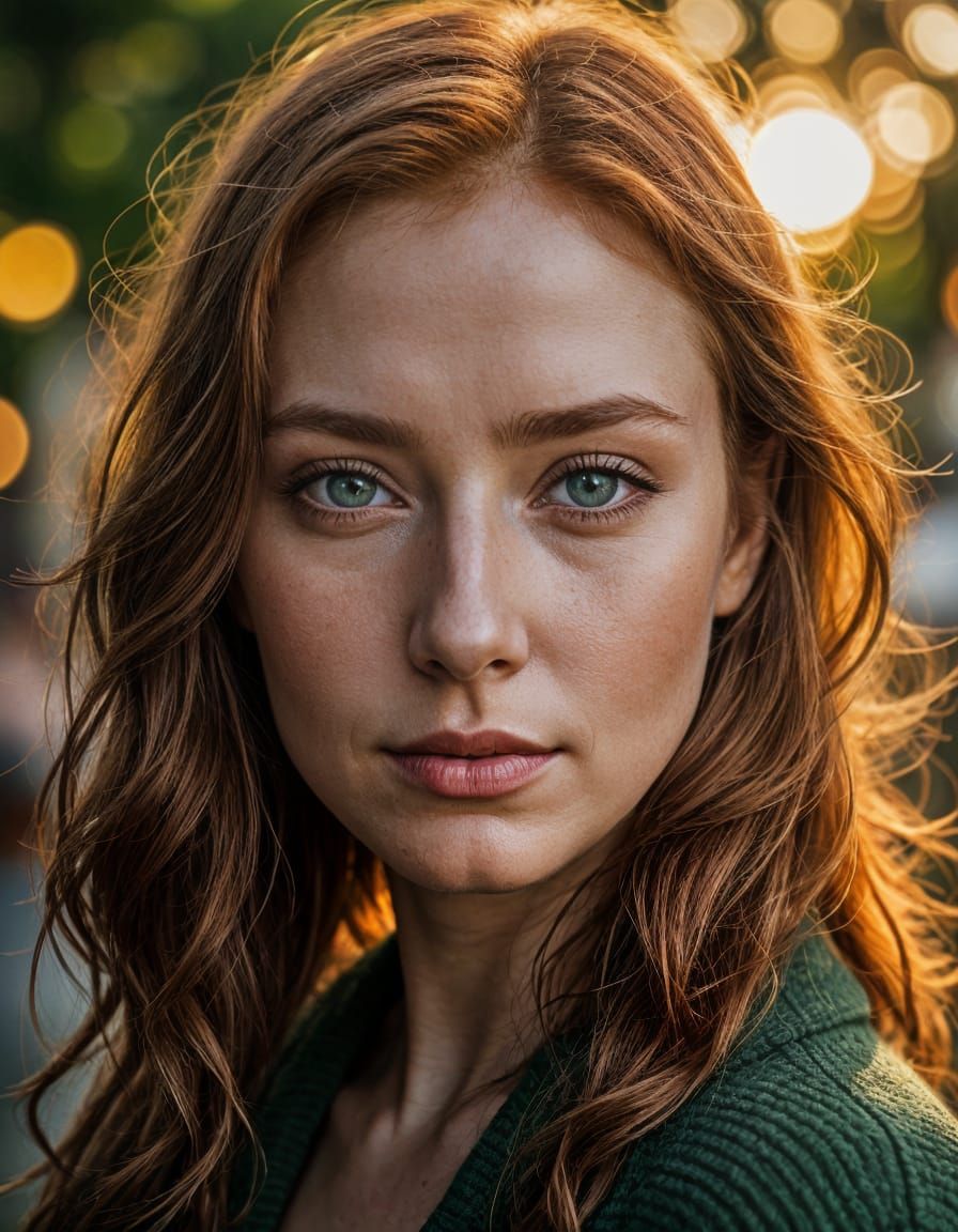 Portrait of Redhead with Green Eyes