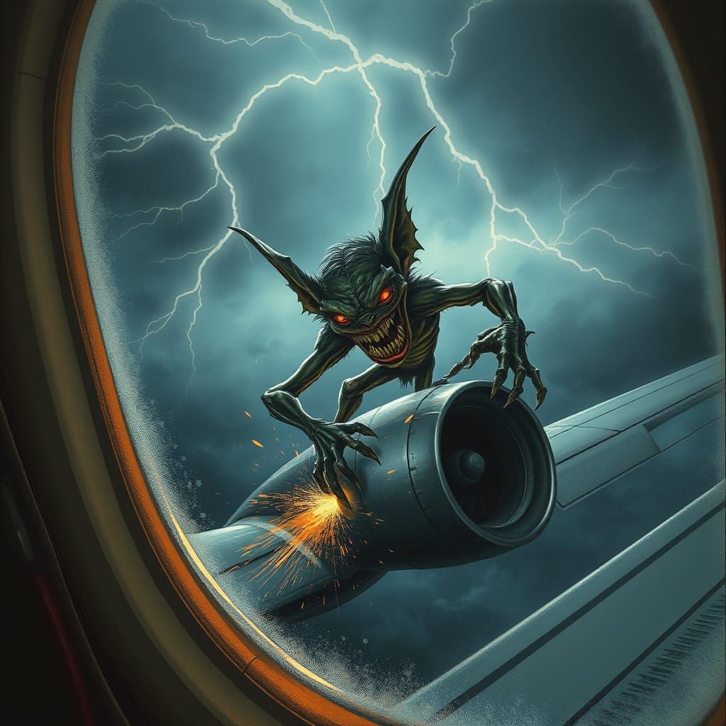 Grotesque Gremlin Takes a Bite Out of a Jet Engine