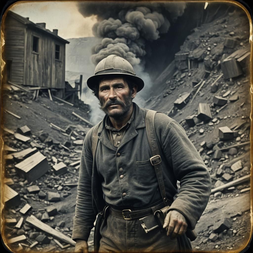 Burly Miner Caught in Vintage Photographic Glow