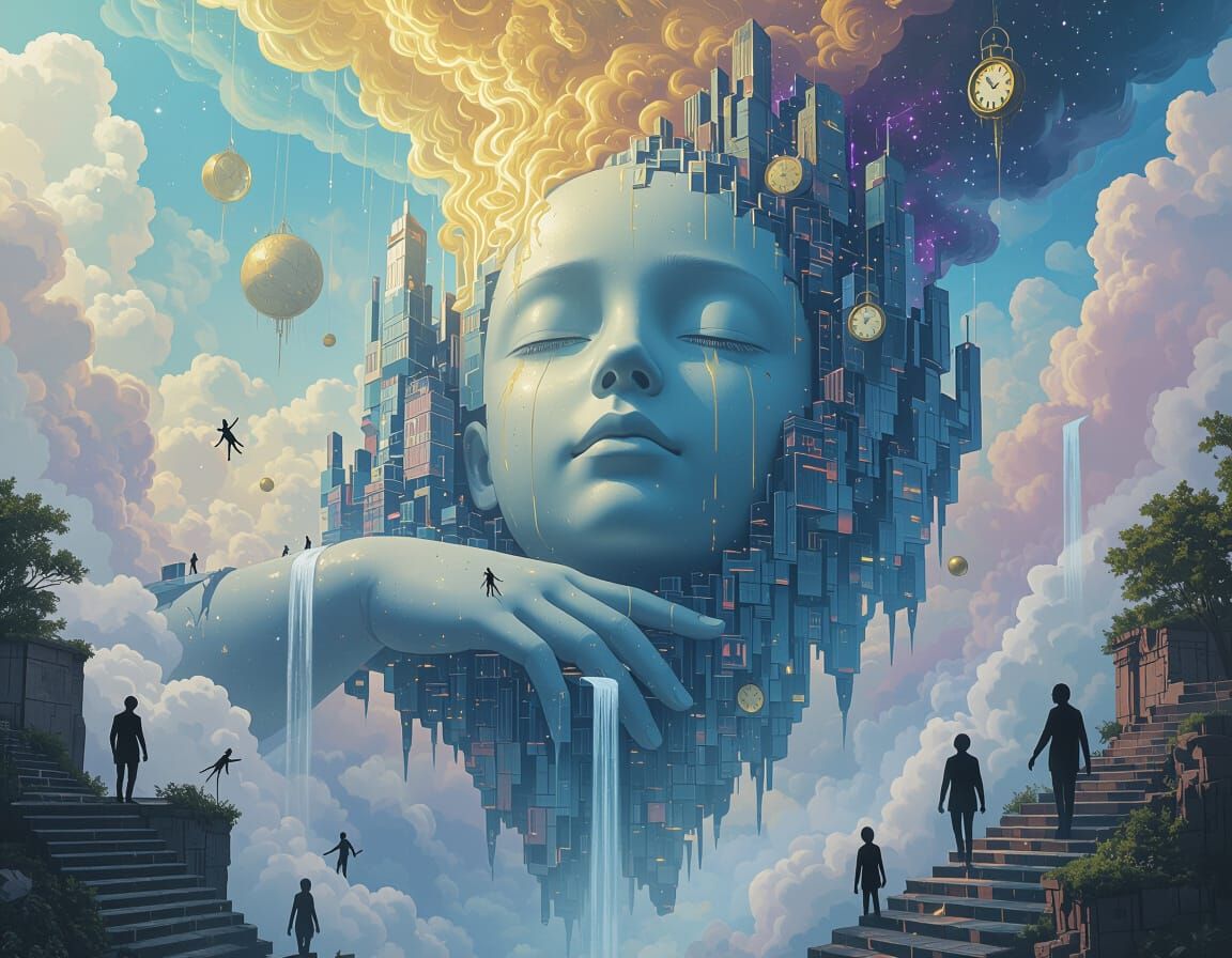 Surreal Floating City of Glass and Dreams