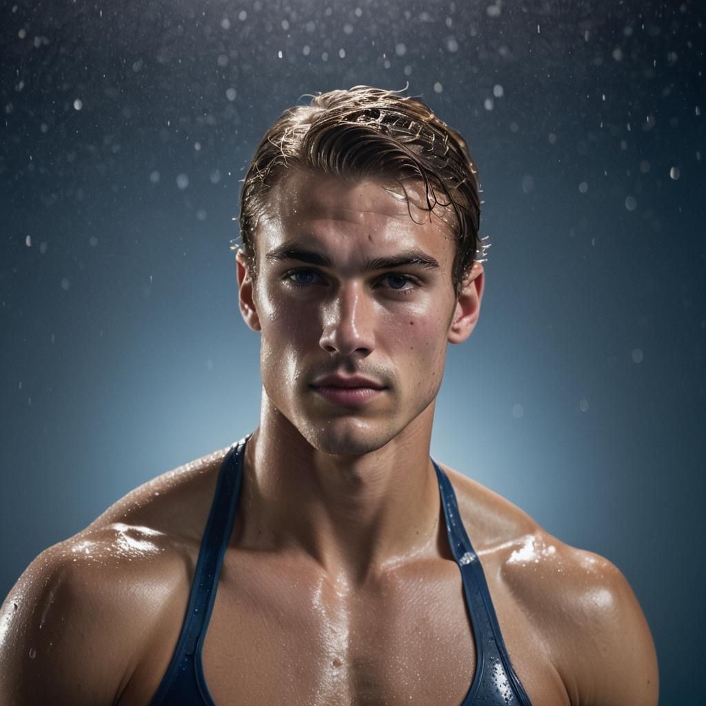 Athletic Swimmer Portrait in Mapplethorpe Style